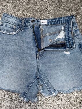 Vervet Light Blue High-Rise Frayed Hem Denim Shorts